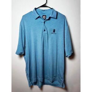 Footjoy FJ Mens Blue Stripe Golf Polo Shirt Arcis Golf Logo Size L
